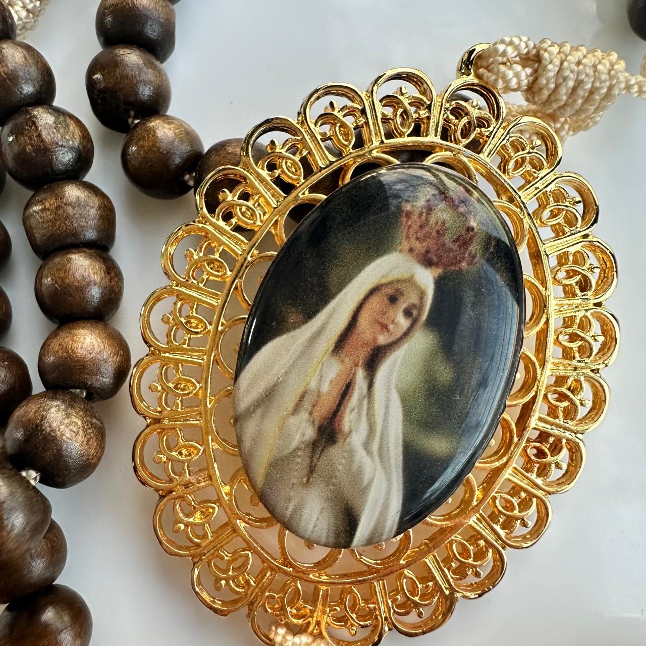 Rosario en madera Virgen de Fatima