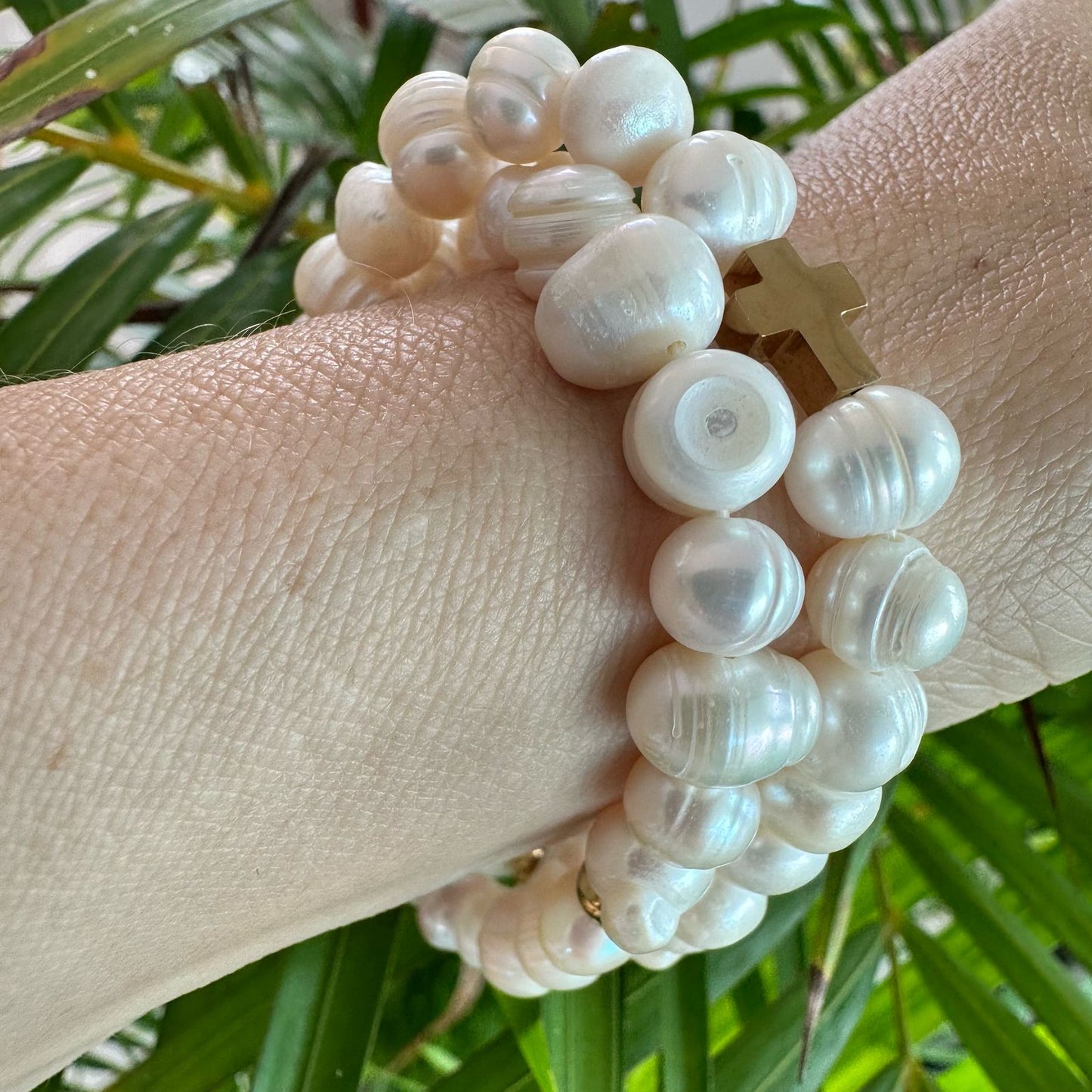 Rosario de mano Cruz y perlas