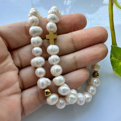 Rosario de mano Cruz y perlas